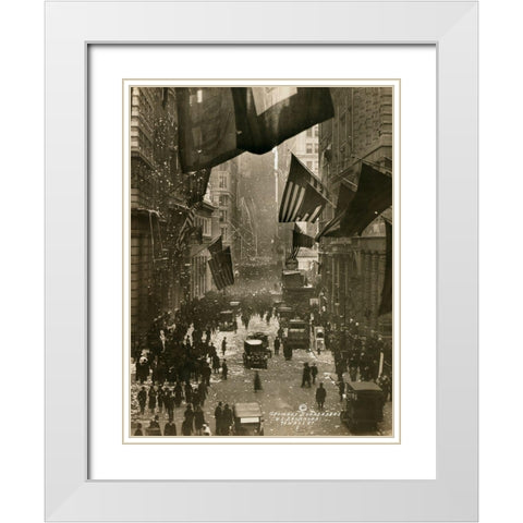 Wall Street Celebration as Germany Surrenders White Modern Wood Framed Art Print with Double Matting by Unknown