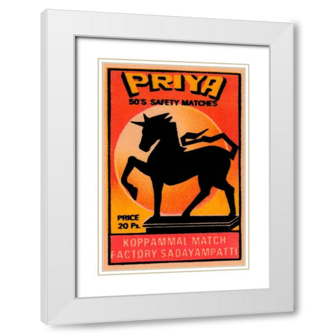 Priya 50s Safety Matches White Modern Wood Framed Art Print with Double Matting by Phillumenart