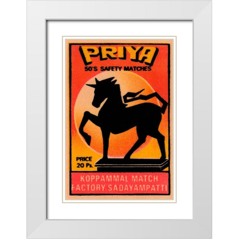 Priya 50s Safety Matches White Modern Wood Framed Art Print with Double Matting by Phillumenart