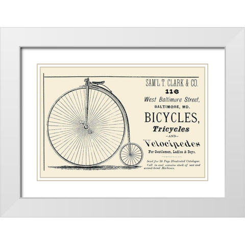 Bicycles, Tricycles, and Velocipedes White Modern Wood Framed Art Print with Double Matting by Unknown