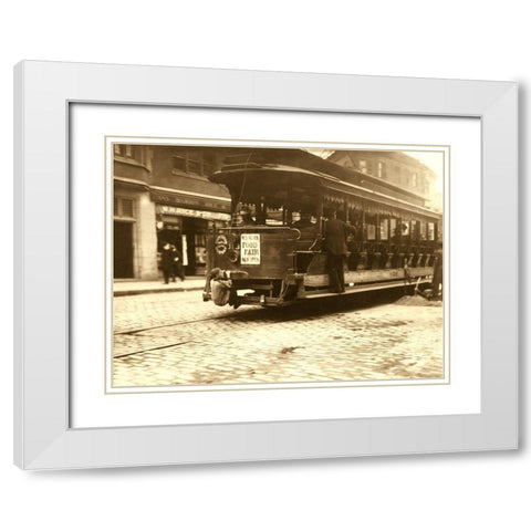Flipping Cars. Location: Boston, Massachusetts. White Modern Wood Framed Art Print with Double Matting by Unknown