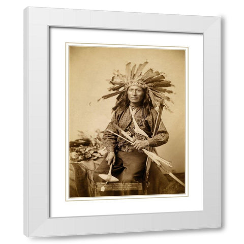 Little, the instigator of Indian Revolt at Pine Ridge, 1890 I White Modern Wood Framed Art Print with Double Matting by Grabill, John C.H.