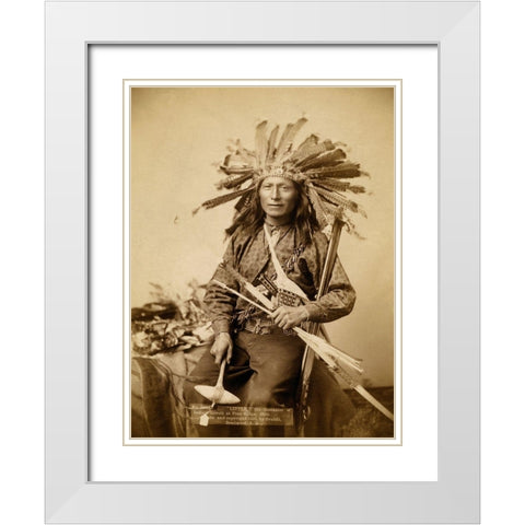 Little, the instigator of Indian Revolt at Pine Ridge, 1890 I White Modern Wood Framed Art Print with Double Matting by Grabill, John C.H.