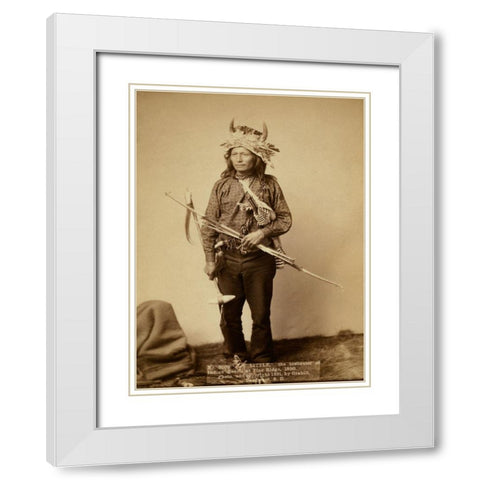 Little, the instigator of Indian Revolt at Pine Ridge, 1890 II White Modern Wood Framed Art Print with Double Matting by Grabill, John C.H.