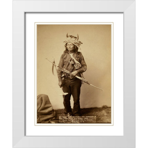 Little, the instigator of Indian Revolt at Pine Ridge, 1890 II White Modern Wood Framed Art Print with Double Matting by Grabill, John C.H.