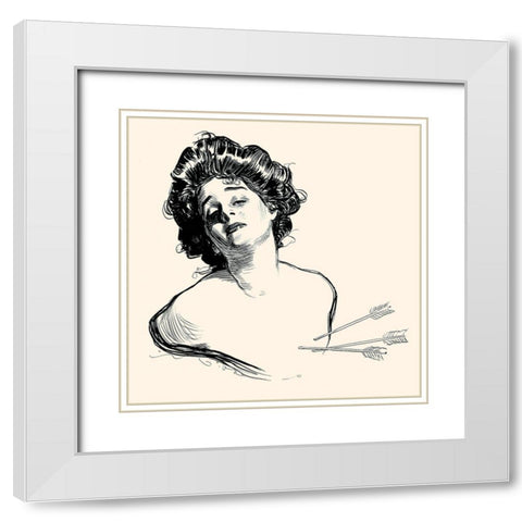 Pierced in the Heart White Modern Wood Framed Art Print with Double Matting by Gibson, Charles Dana