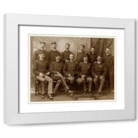 Officers of the 9th Cavalry White Modern Wood Framed Art Print with Double Matting by Grabill, John C.H.