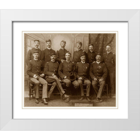 Officers of the 9th Cavalry White Modern Wood Framed Art Print with Double Matting by Grabill, John C.H.