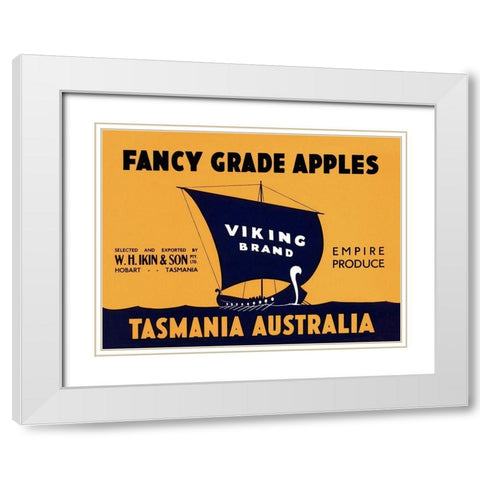 Viking Brand Fancy Grade Apples White Modern Wood Framed Art Print with Double Matting by Retrolabel