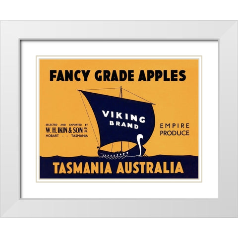 Viking Brand Fancy Grade Apples White Modern Wood Framed Art Print with Double Matting by Retrolabel