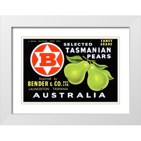 Bender and Co. Selected Tasmanian Pears White Modern Wood Framed Art Print with Double Matting by Unknown