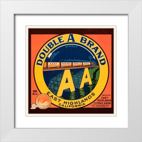 Double A Brand Oranges White Modern Wood Framed Art Print with Double Matting by Litho., Western