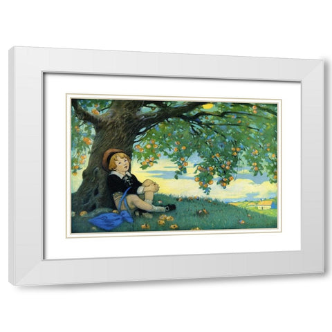 Boy Under an Apple Tree White Modern Wood Framed Art Print with Double Matting by Smith, Jesse Willcox
