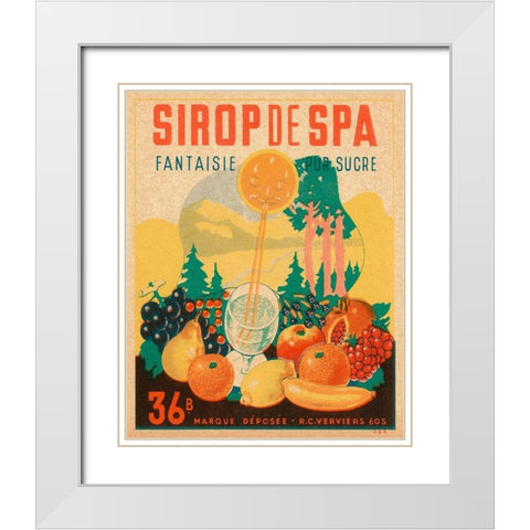 Sirop de Spa White Modern Wood Framed Art Print with Double Matting by Vintage Booze Labels