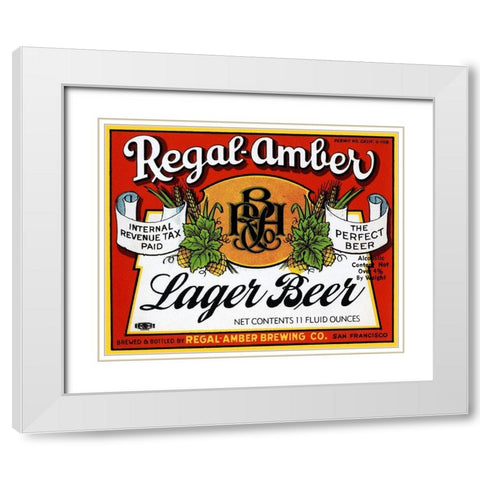 Regal-Amber Lager Beer White Modern Wood Framed Art Print with Double Matting by Vintage Booze Labels