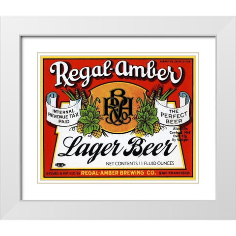 Regal-Amber Lager Beer White Modern Wood Framed Art Print with Double Matting by Vintage Booze Labels