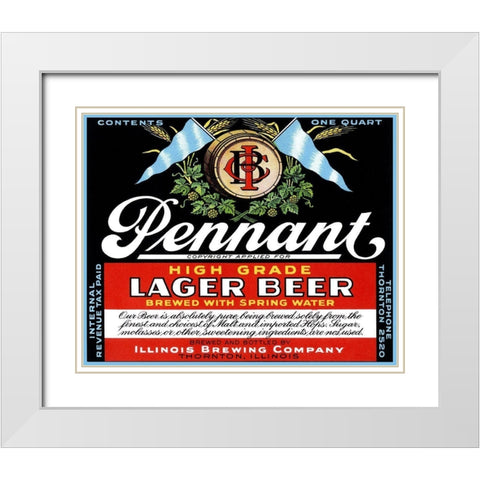 Pennant Lager Beer White Modern Wood Framed Art Print with Double Matting by Vintage Booze Labels