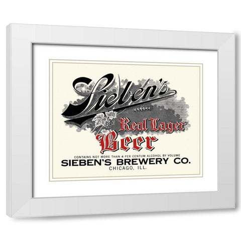Siebens Real Lager Beer White Modern Wood Framed Art Print with Double Matting by Vintage Booze Labels