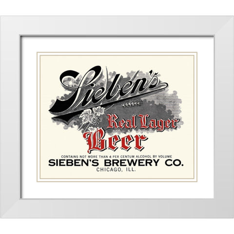 Siebens Real Lager Beer White Modern Wood Framed Art Print with Double Matting by Vintage Booze Labels