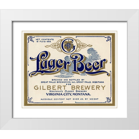 Gilbert Brewery Lager Beer White Modern Wood Framed Art Print with Double Matting by Vintage Booze Labels