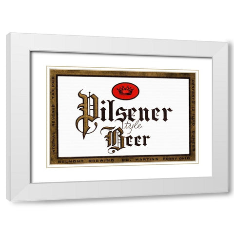 Pilsener Style Beer White Modern Wood Framed Art Print with Double Matting by Vintage Booze Labels
