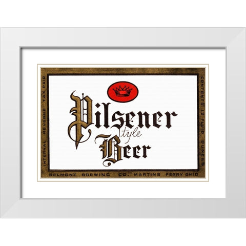 Pilsener Style Beer White Modern Wood Framed Art Print with Double Matting by Vintage Booze Labels