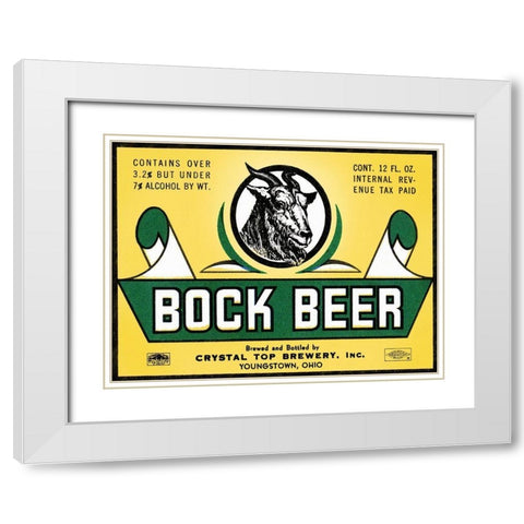 Bock Beer White Modern Wood Framed Art Print with Double Matting by Vintage Booze Labels