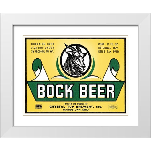 Bock Beer White Modern Wood Framed Art Print with Double Matting by Vintage Booze Labels