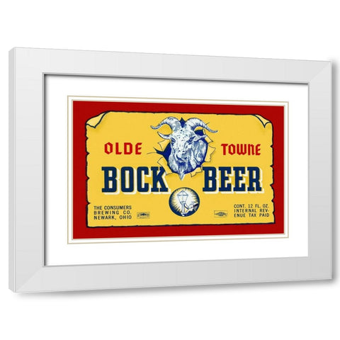 Olde Towne Bock Beer White Modern Wood Framed Art Print with Double Matting by Vintage Booze Labels