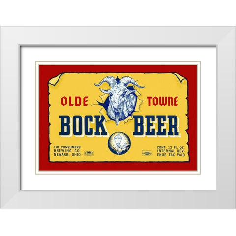 Olde Towne Bock Beer White Modern Wood Framed Art Print with Double Matting by Vintage Booze Labels