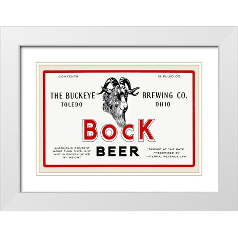 Bock Beer White Modern Wood Framed Art Print with Double Matting by Vintage Booze Labels