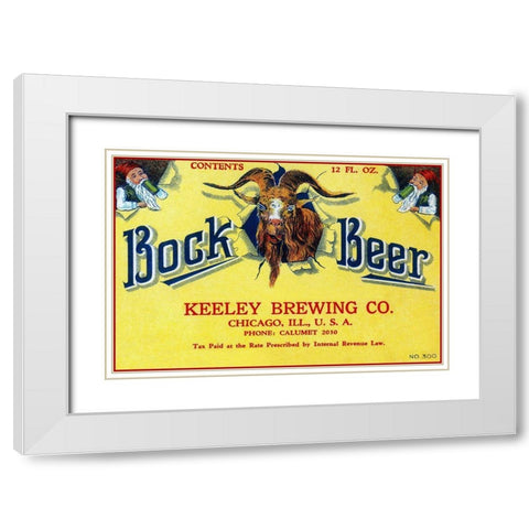 Bock Beer White Modern Wood Framed Art Print with Double Matting by Vintage Booze Labels