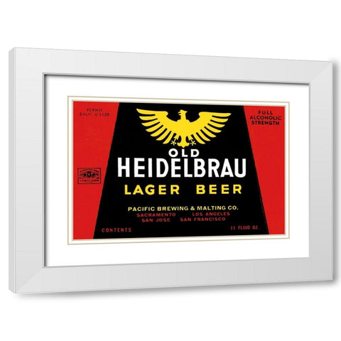 Old Heidelbrau Lager Beer White Modern Wood Framed Art Print with Double Matting by Vintage Booze Labels