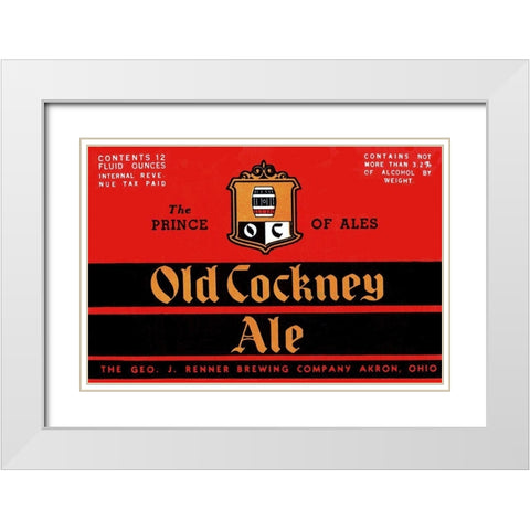 Old Cockney Ale White Modern Wood Framed Art Print with Double Matting by Vintage Booze Labels