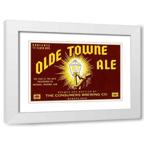 Olde Towne Ale White Modern Wood Framed Art Print with Double Matting by Vintage Booze Labels