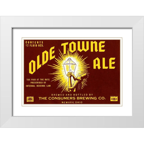 Olde Towne Ale White Modern Wood Framed Art Print with Double Matting by Vintage Booze Labels