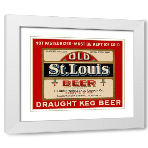 Old St. Louis Beer White Modern Wood Framed Art Print with Double Matting by Vintage Booze Labels