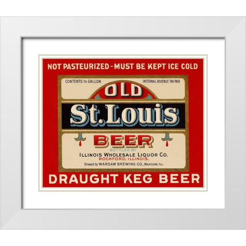 Old St. Louis Beer White Modern Wood Framed Art Print with Double Matting by Vintage Booze Labels
