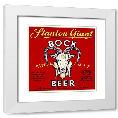 Stanton Giant Bock Beer White Modern Wood Framed Art Print with Double Matting by Vintage Booze Labels