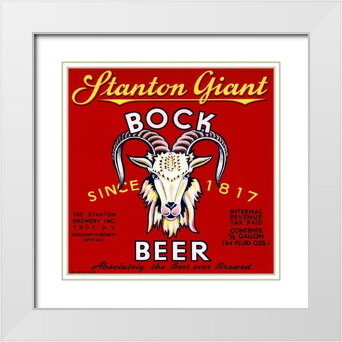 Stanton Giant Bock Beer White Modern Wood Framed Art Print with Double Matting by Vintage Booze Labels