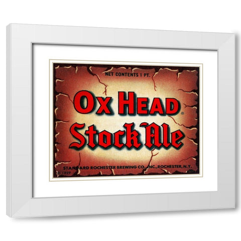 Ox Head Stock Ale White Modern Wood Framed Art Print with Double Matting by Vintage Booze Labels