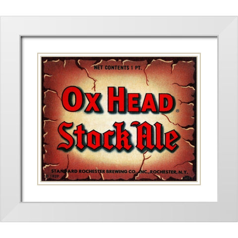 Ox Head Stock Ale White Modern Wood Framed Art Print with Double Matting by Vintage Booze Labels