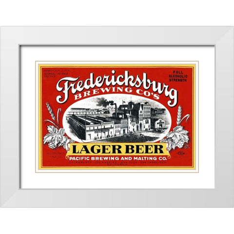 Fredericksburg Brewing Co.s Lager Beer White Modern Wood Framed Art Print with Double Matting by Vintage Booze Labels