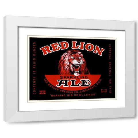 Red Lion Ale White Modern Wood Framed Art Print with Double Matting by Vintage Booze Labels
