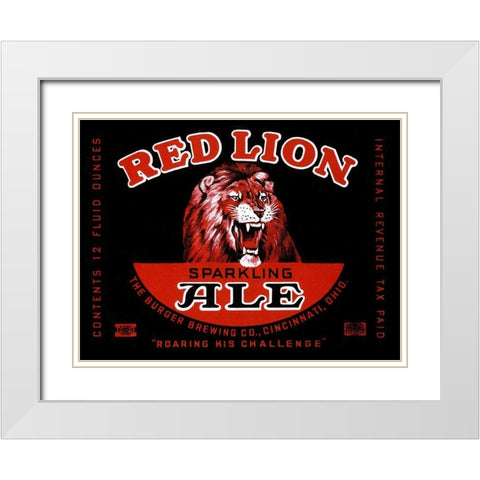 Red Lion Ale White Modern Wood Framed Art Print with Double Matting by Vintage Booze Labels