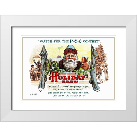 Holiday Brew White Modern Wood Framed Art Print with Double Matting by Vintage Booze Labels