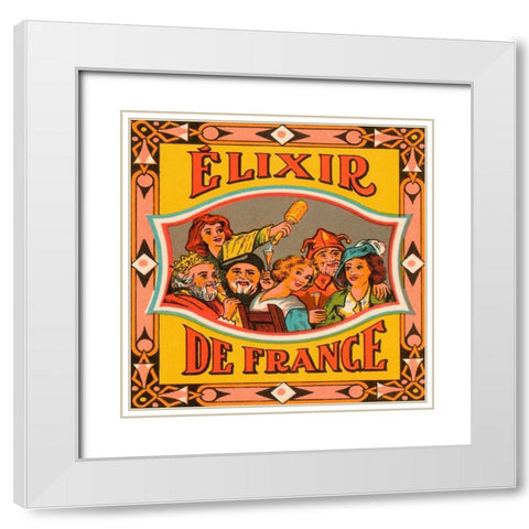 Elixir de France White Modern Wood Framed Art Print with Double Matting by Vintage Booze Labels