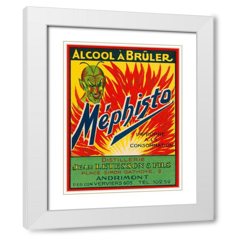 Mephisto - Alcool A Bruler White Modern Wood Framed Art Print with Double Matting by Vintage Booze Labels