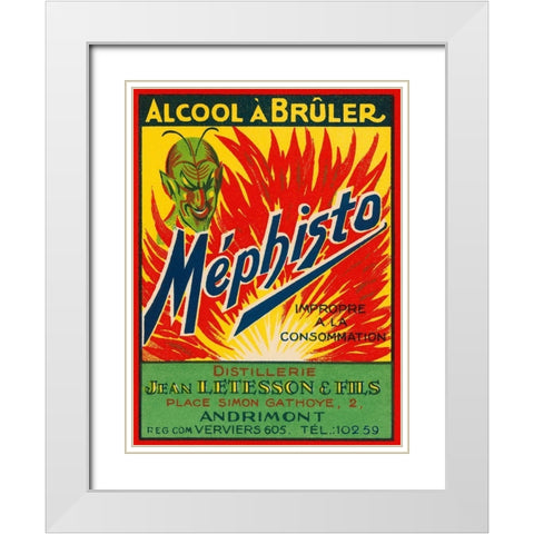 Mephisto - Alcool A Bruler White Modern Wood Framed Art Print with Double Matting by Vintage Booze Labels