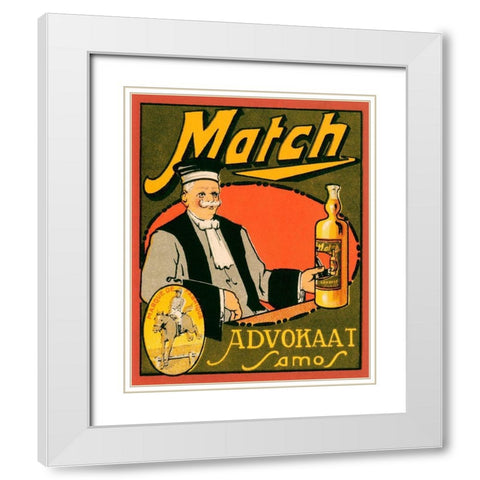 Match Advokaat Samos White Modern Wood Framed Art Print with Double Matting by Vintage Booze Labels
